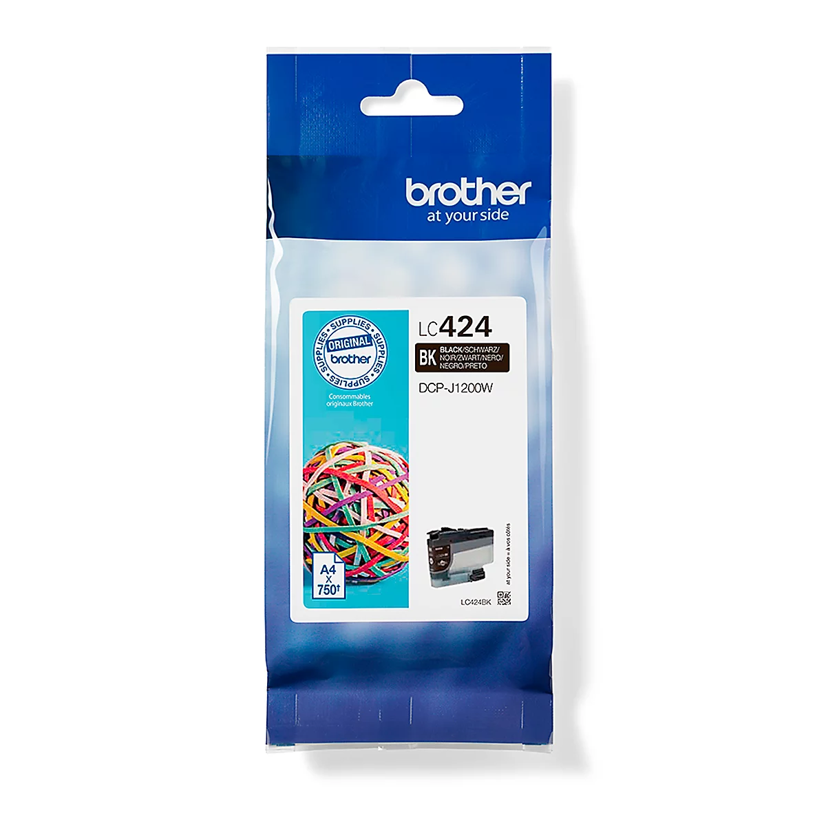 Original Brother Tintenpatrone LC-424BK, Einzelpack, schwarz