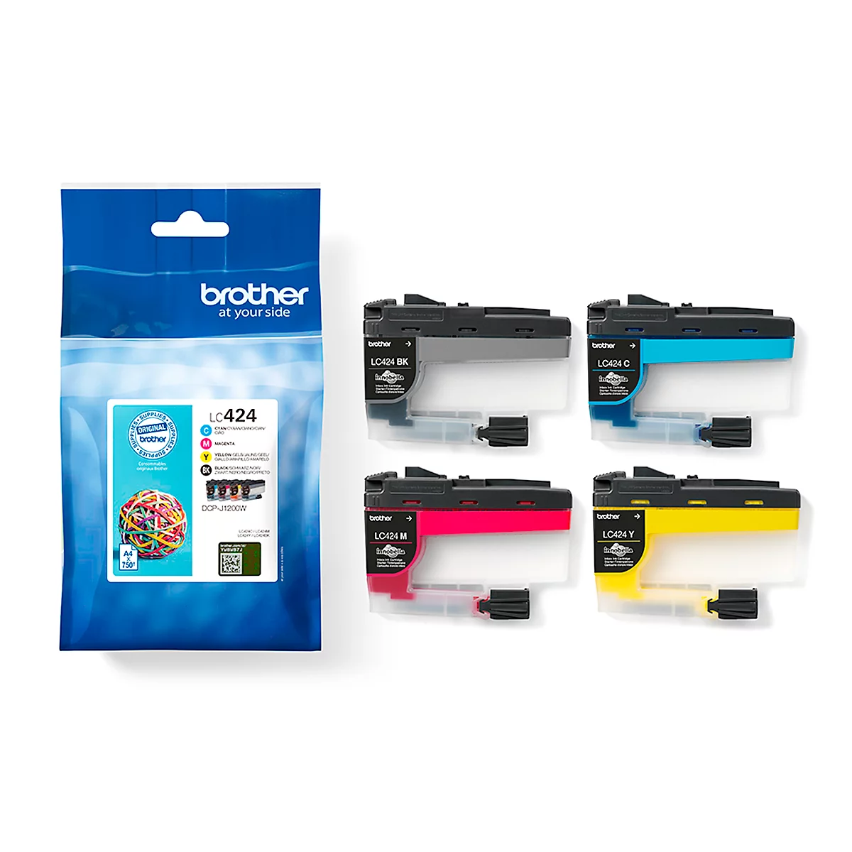 Original Brother Tintenpatronen LC-424 CMYK, Mixpack, cyan, magenta, gelb, schwarz
