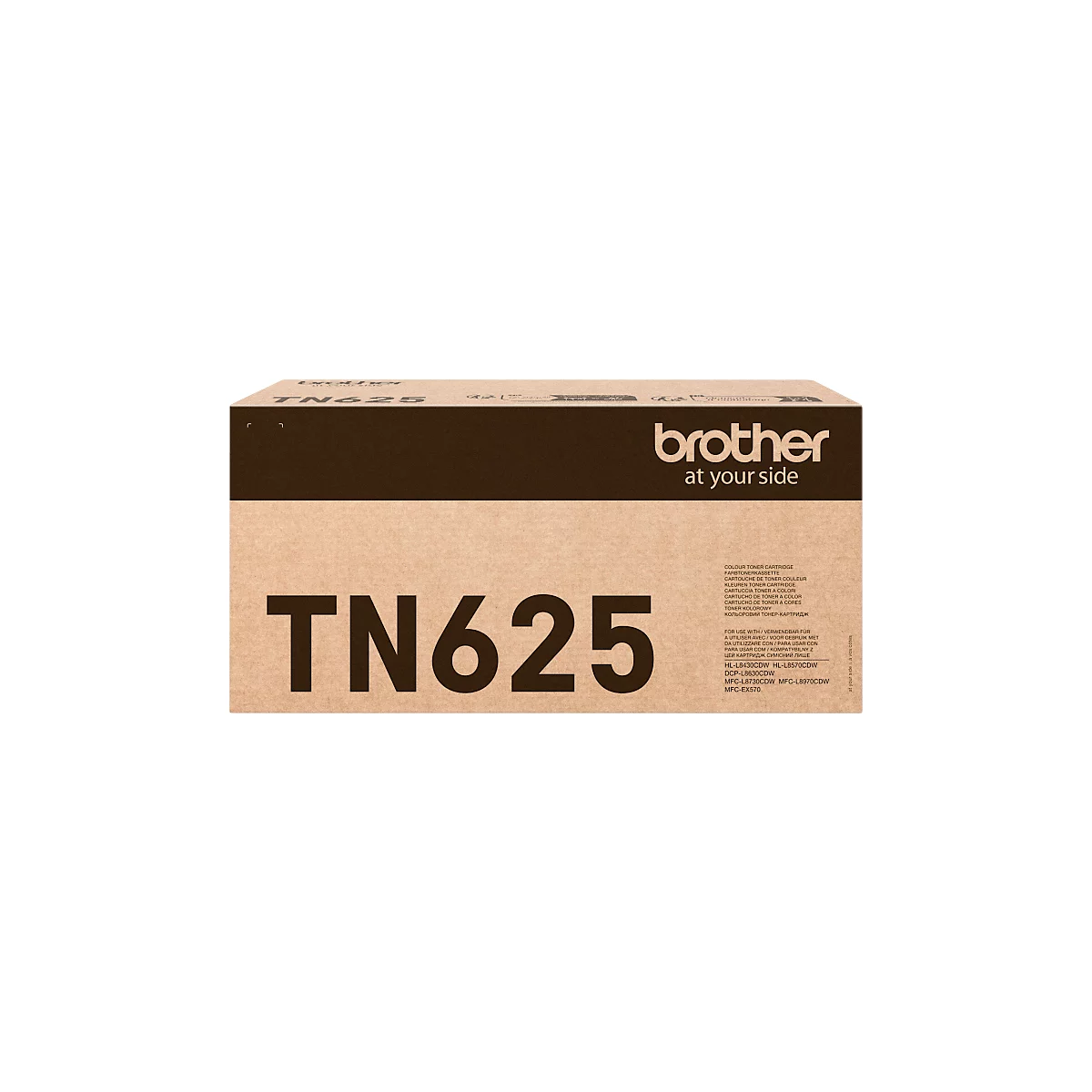 Braun-beige Brother Tonerkartuschen-Verpackung mit der Modellbezeichnung TN625.