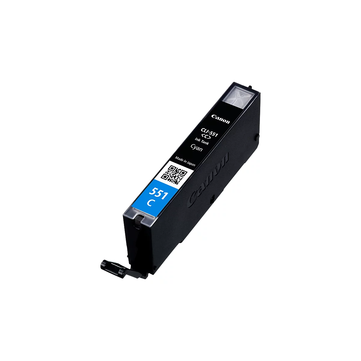 A black ink cartridge labeled Canon CLI-551 C. The cartridge has a blue marking that says 551 C.