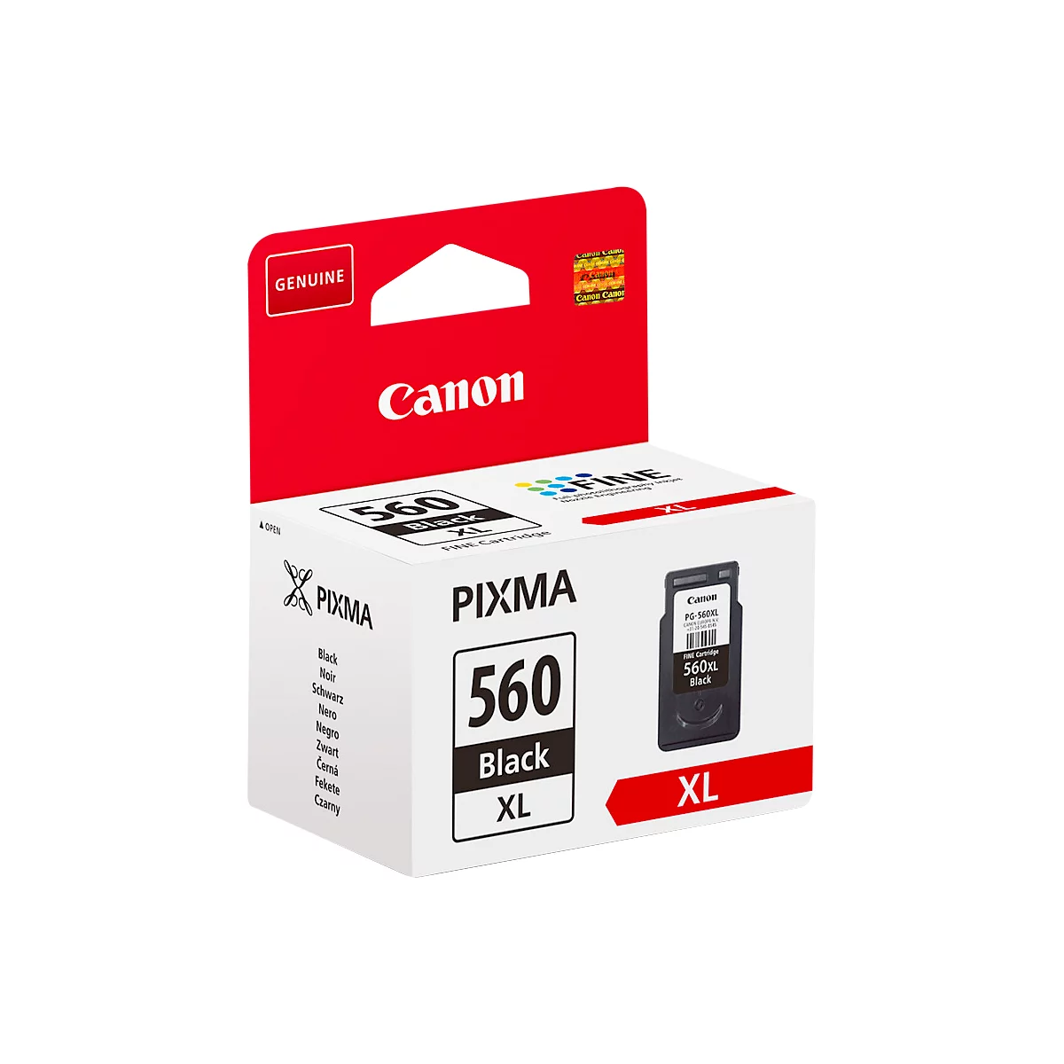 Box of Canon PIXMA 560 Black XL ink cartridge. Black text on white background.