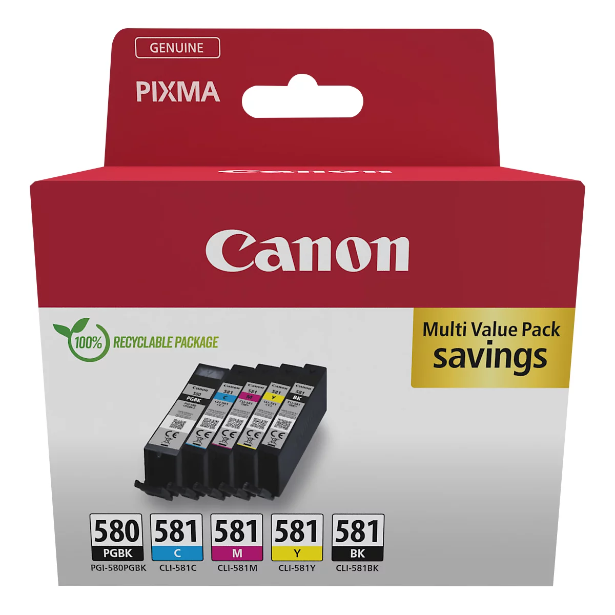 Original Canon Tinten Multipack PGI-580/CLI-581 PGBK/C/M/Y/K, Mixpack, cyan, magenta, gelb, schwarz/schwarz-pigmentiert