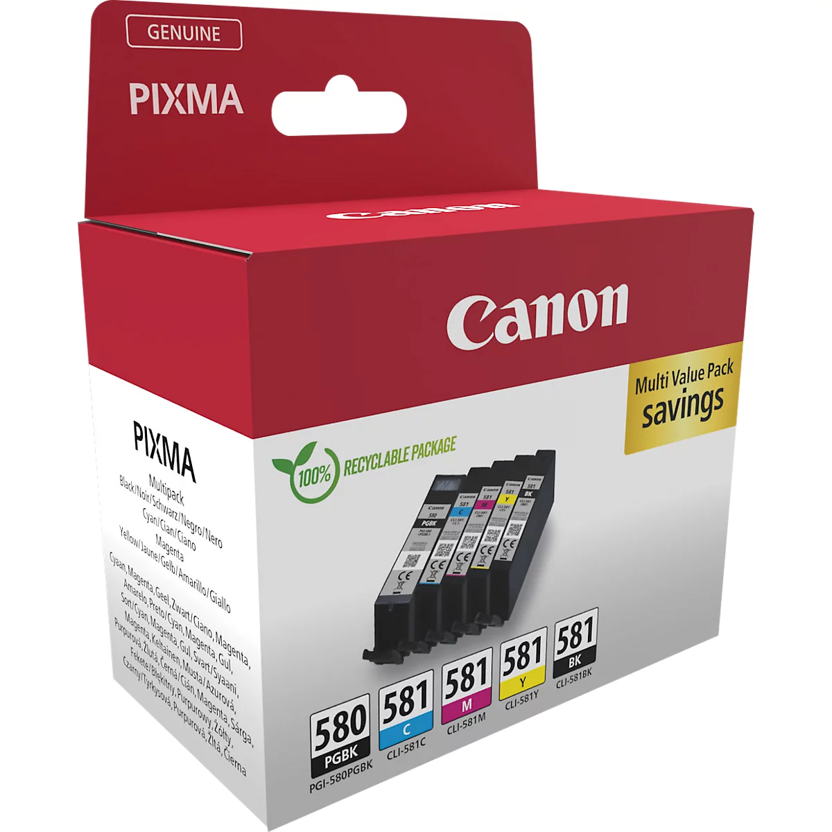 Original Canon Tinten Multipack PGI-580/CLI-581 PGBK/C/M/Y/K, Mixpack, cyan, magenta, gelb, schwarz/schwarz-pigmentiert