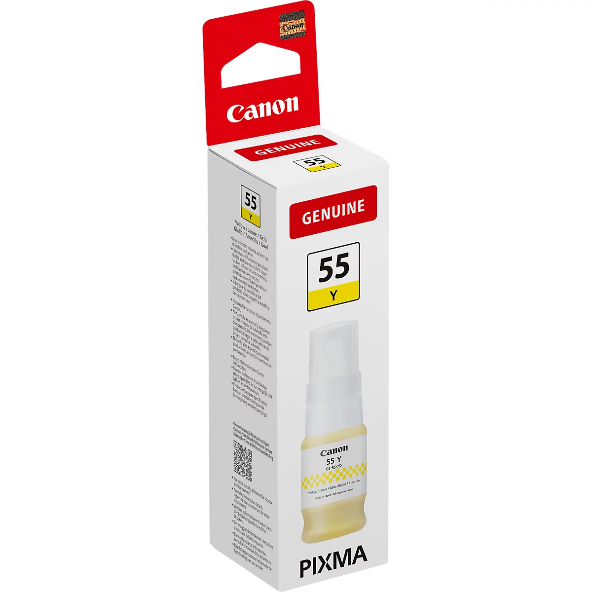 Original Canon Tintenflasche GI-55 Y (6291C001), 40 ml, bis zu 3000 Seiten, gelb