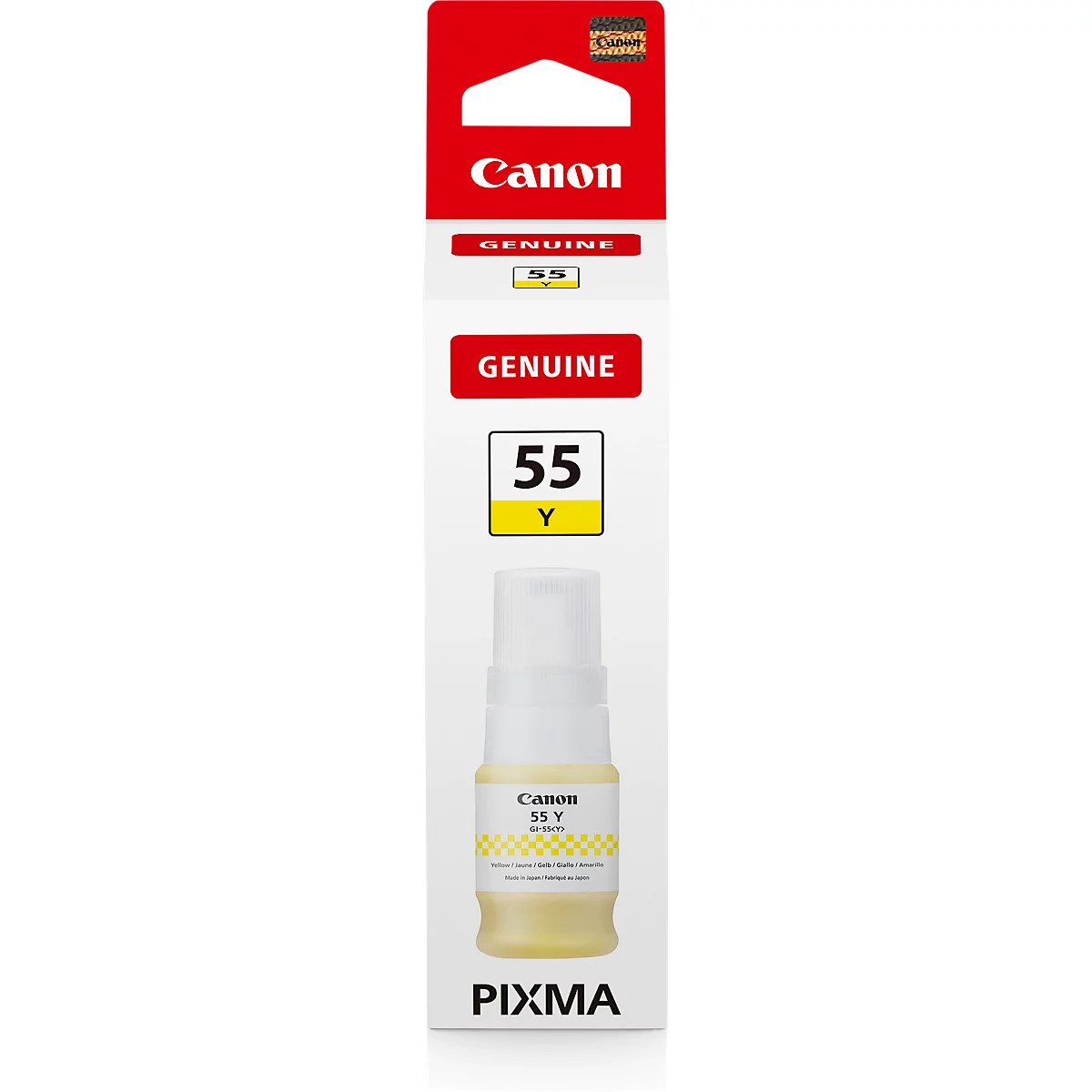Original Canon Tintenflasche GI-55 Y (6291C001), 40 ml, bis zu 3000 Seiten, gelb