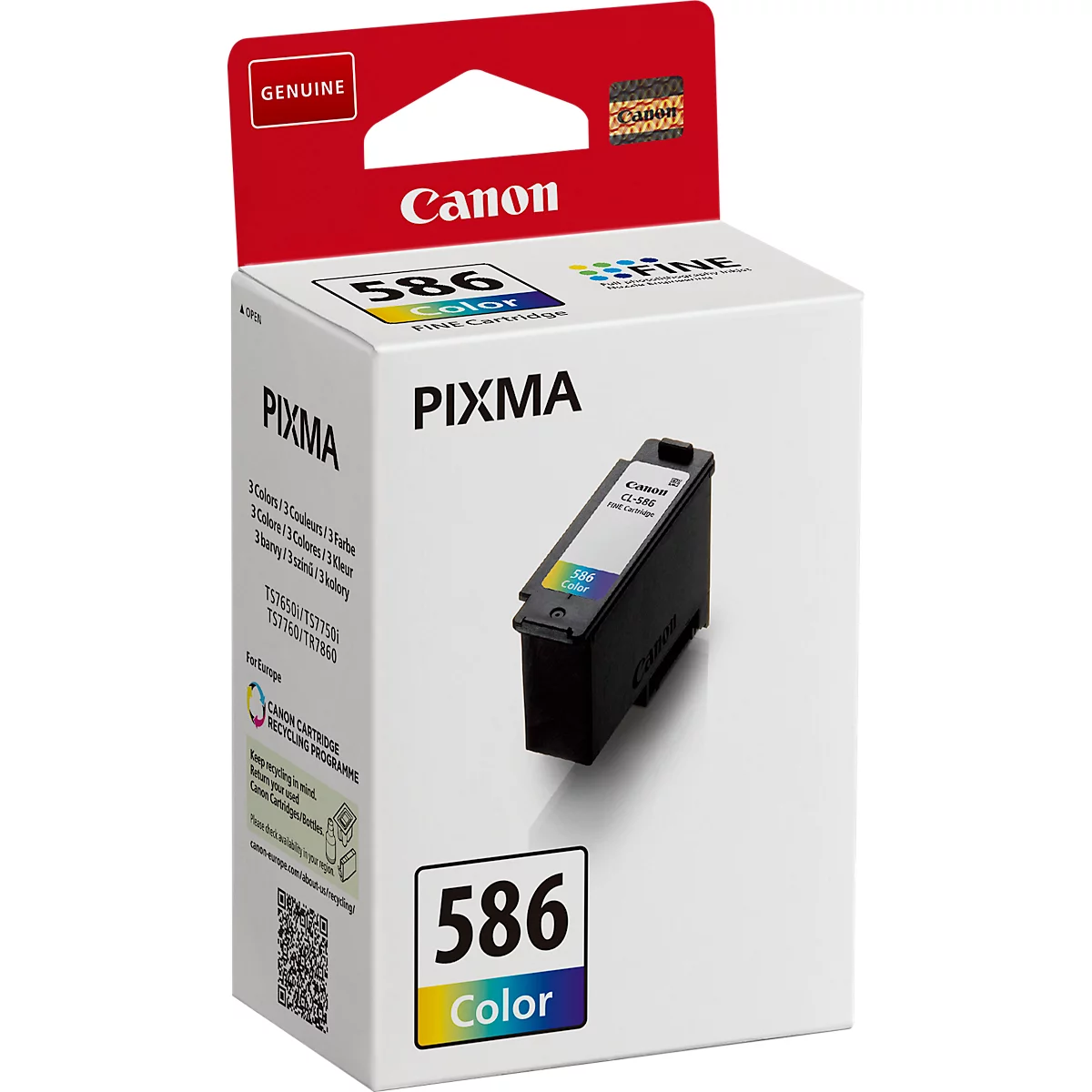 Original Canon Tintenpatrone CL-586 (6227C001), bis zu 180 Seiten, Einzelpack, Tricolor, CMY