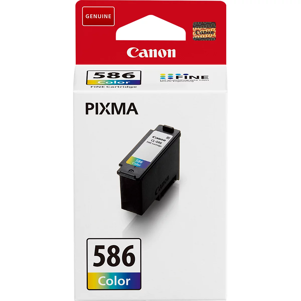 Original Canon Tintenpatrone CL-586 (6227C001), bis zu 180 Seiten, Einzelpack, Tricolor, CMY