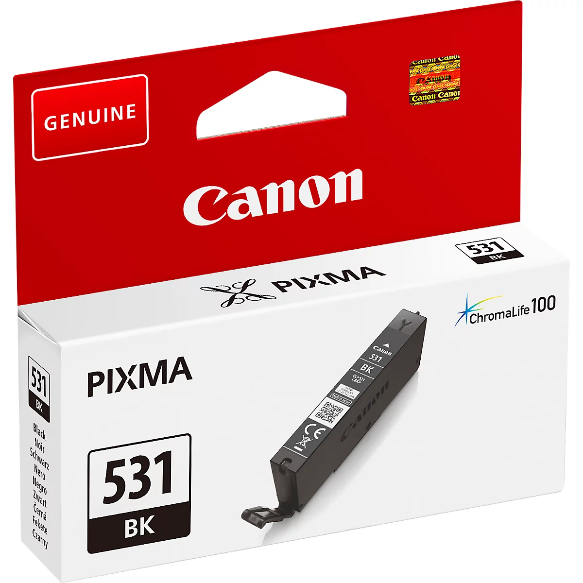 Original Canon Tintenpatrone CLI-531 BK (6118C001), bis zu 515 Seiten, Einzelpack, schwarz