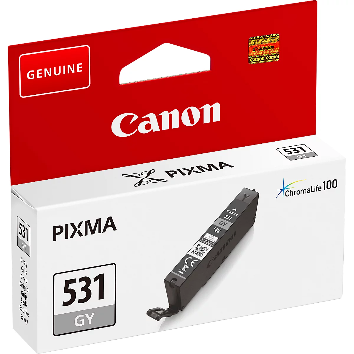 Original Canon Tintenpatrone CLI-531 GY (6122C001), bis zu 515 Seiten, Einzelpack, grau