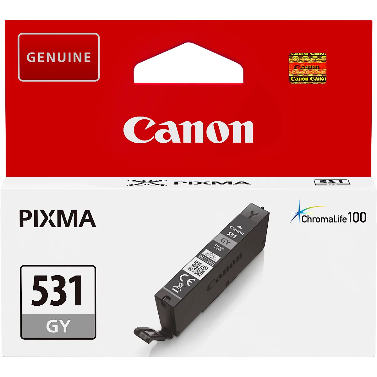 Original Canon Tintenpatrone CLI-531 GY (6122C001), bis zu 515 Seiten, Einzelpack, grau