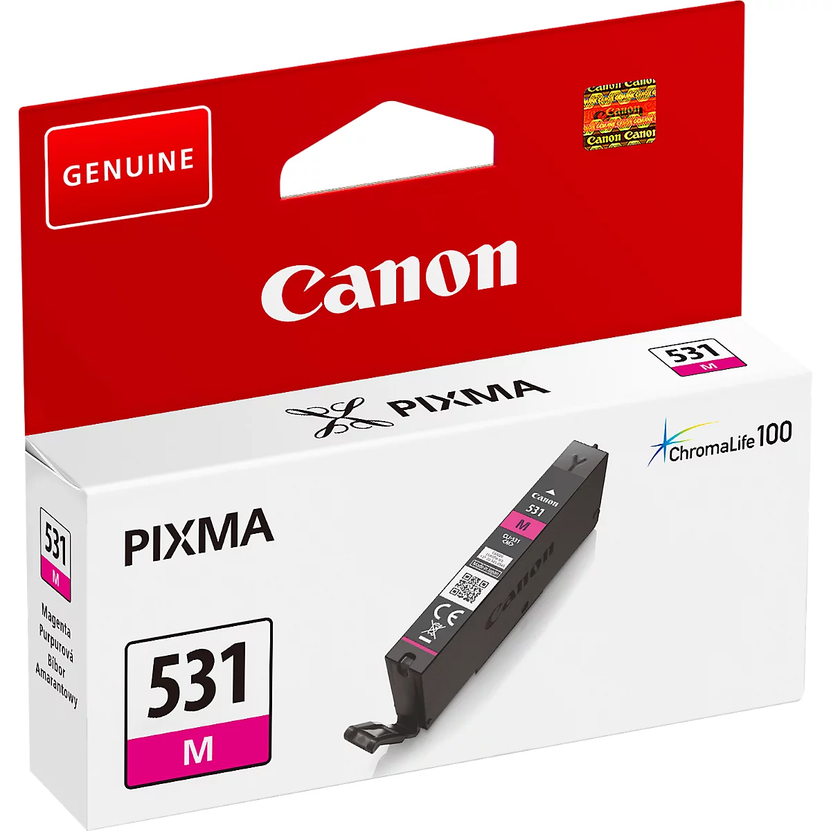 Original Canon Tintenpatrone CLI-531 M (6120C001), bis zu 515 Seiten, Einzelpack, magenta