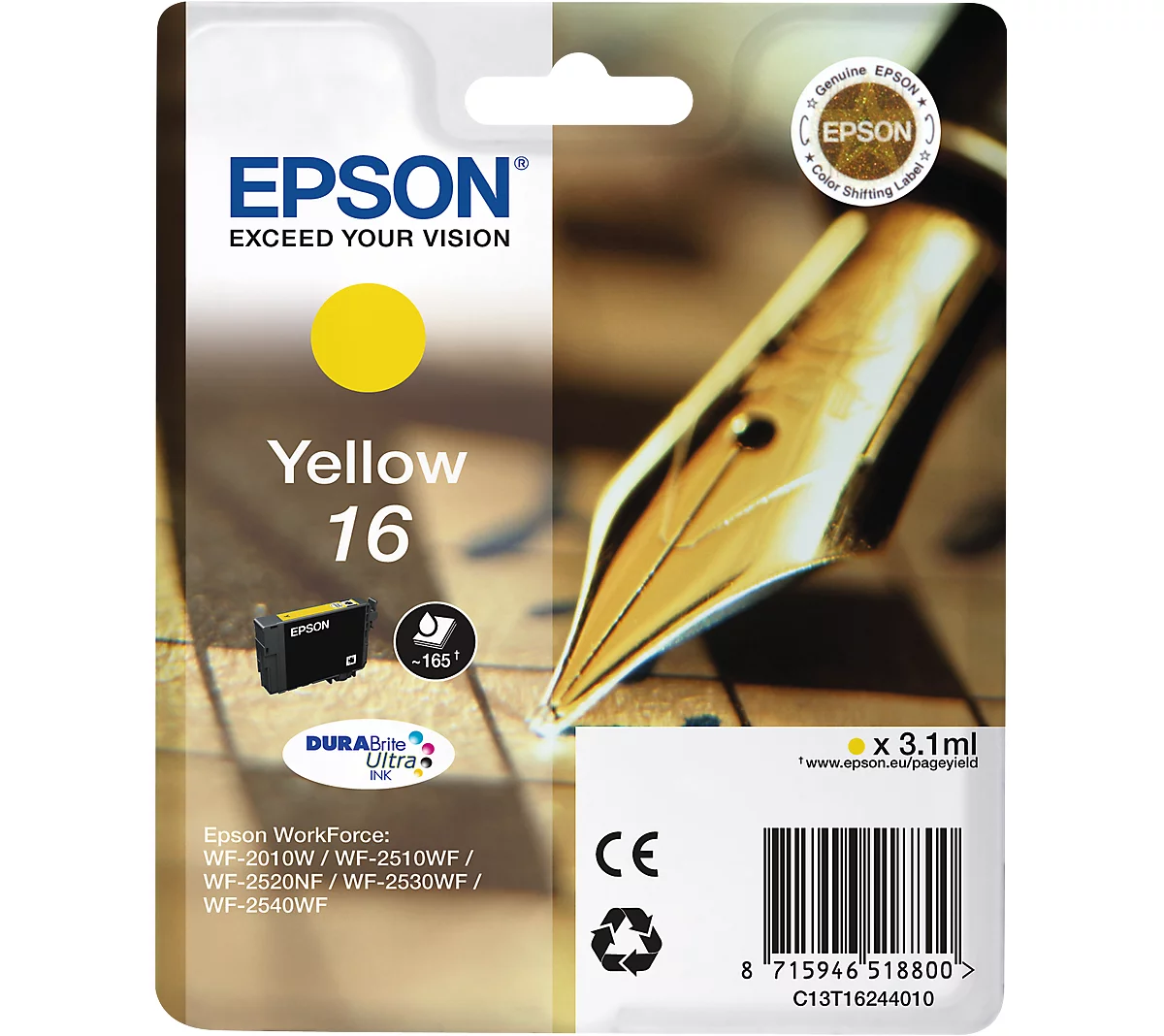 Original Epson Tintenpatrone 16, Einzelpack, gelb