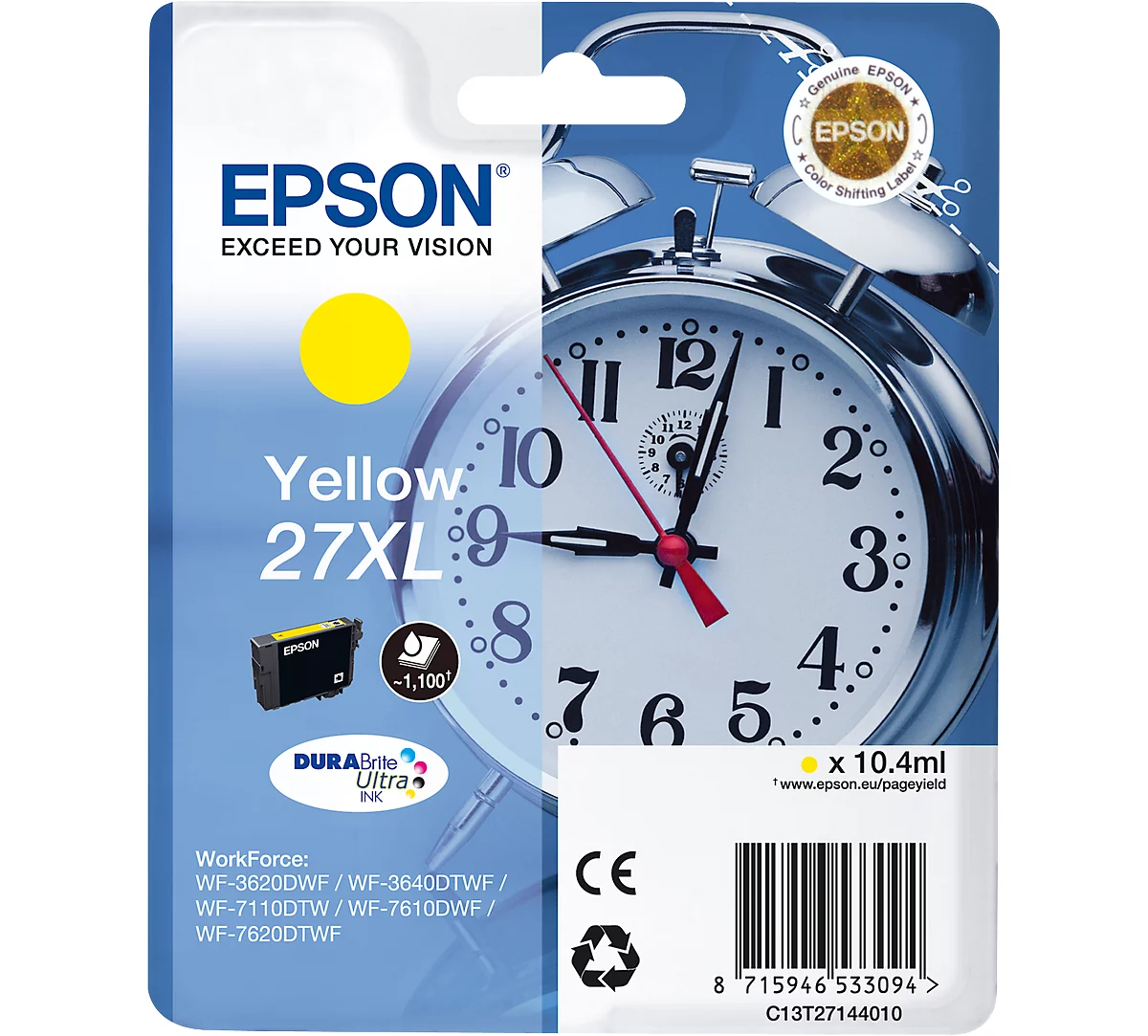 Original Epson Tintenpatrone 27XL, Einzelpack, gelb