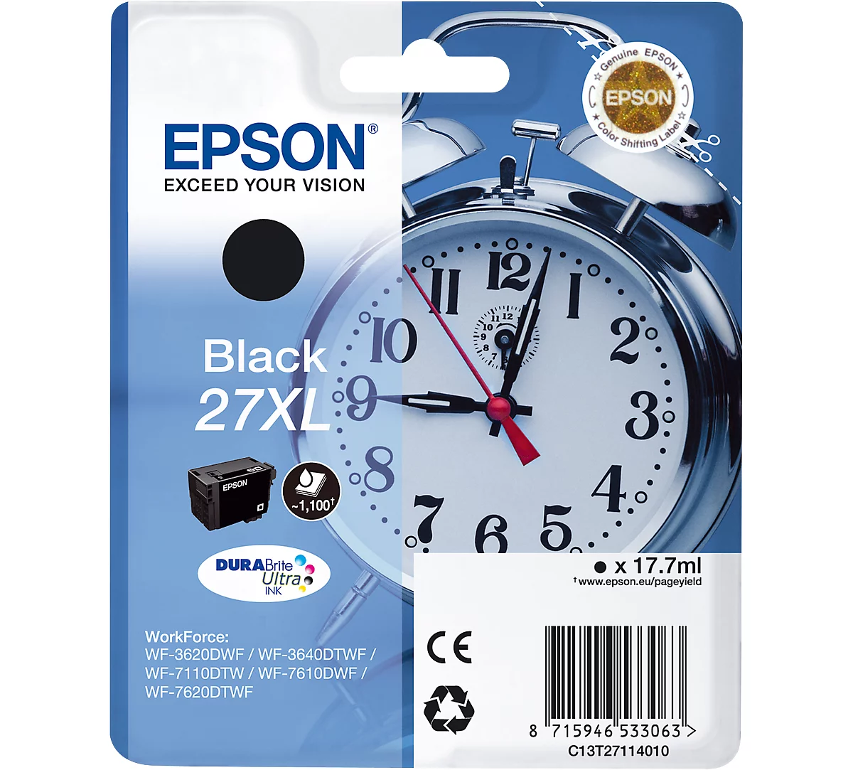 Original Epson Tintenpatrone 27XL, Einzelpack, schwarz