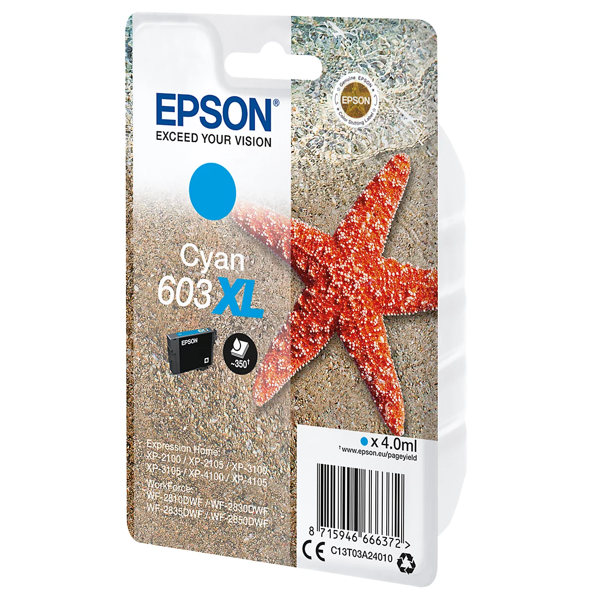 Original Epson Tintenpatrone 603XL, Einzelpack, cyan