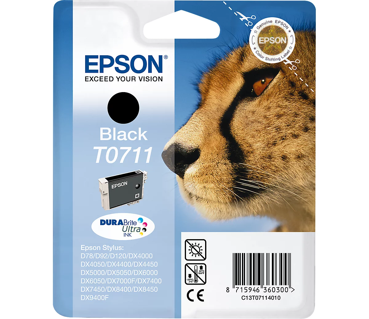 Original Epson Tintenpatrone T0711, Einzelpack, schwarz