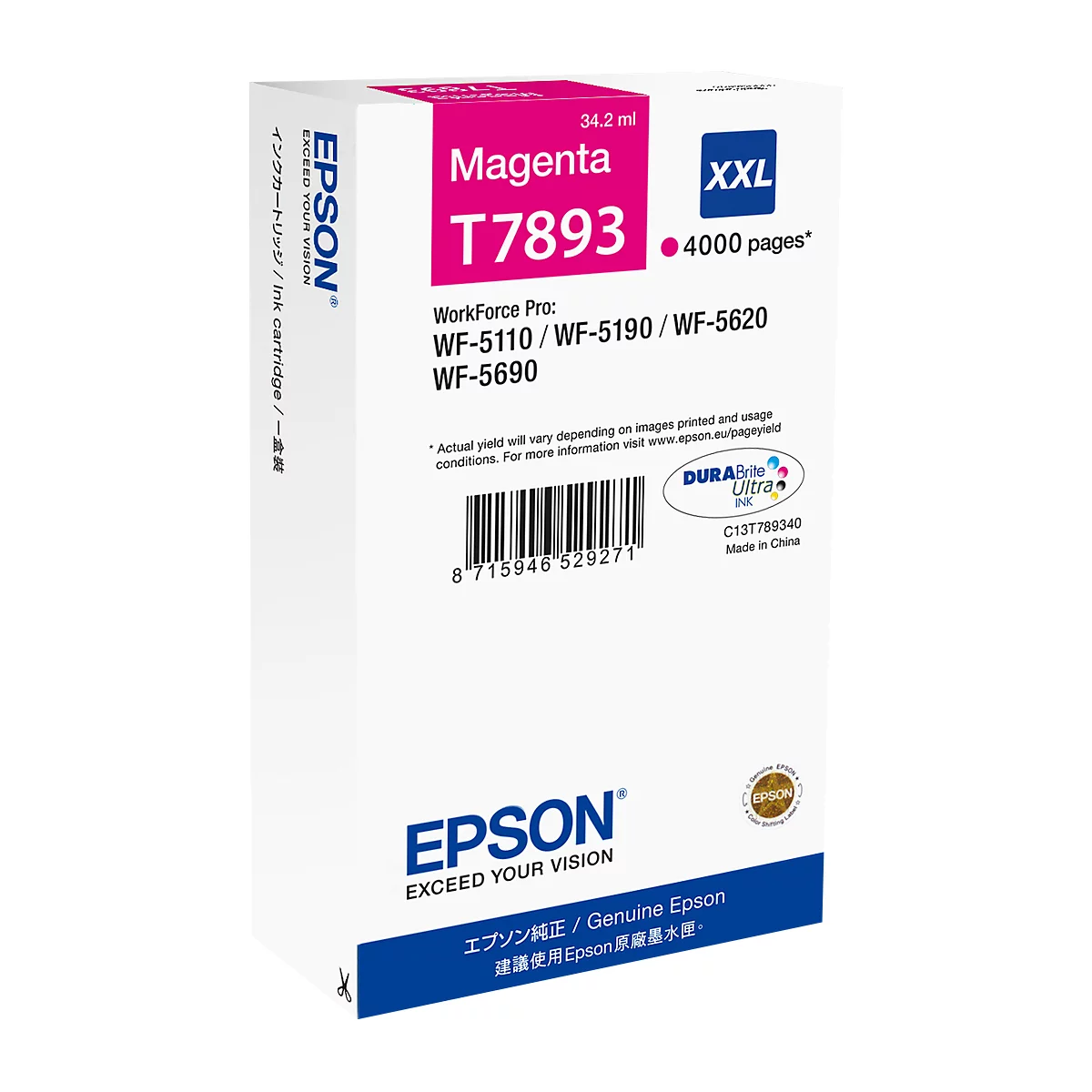 Original Epson Tintenpatrone T7893, Einzelpack, magenta