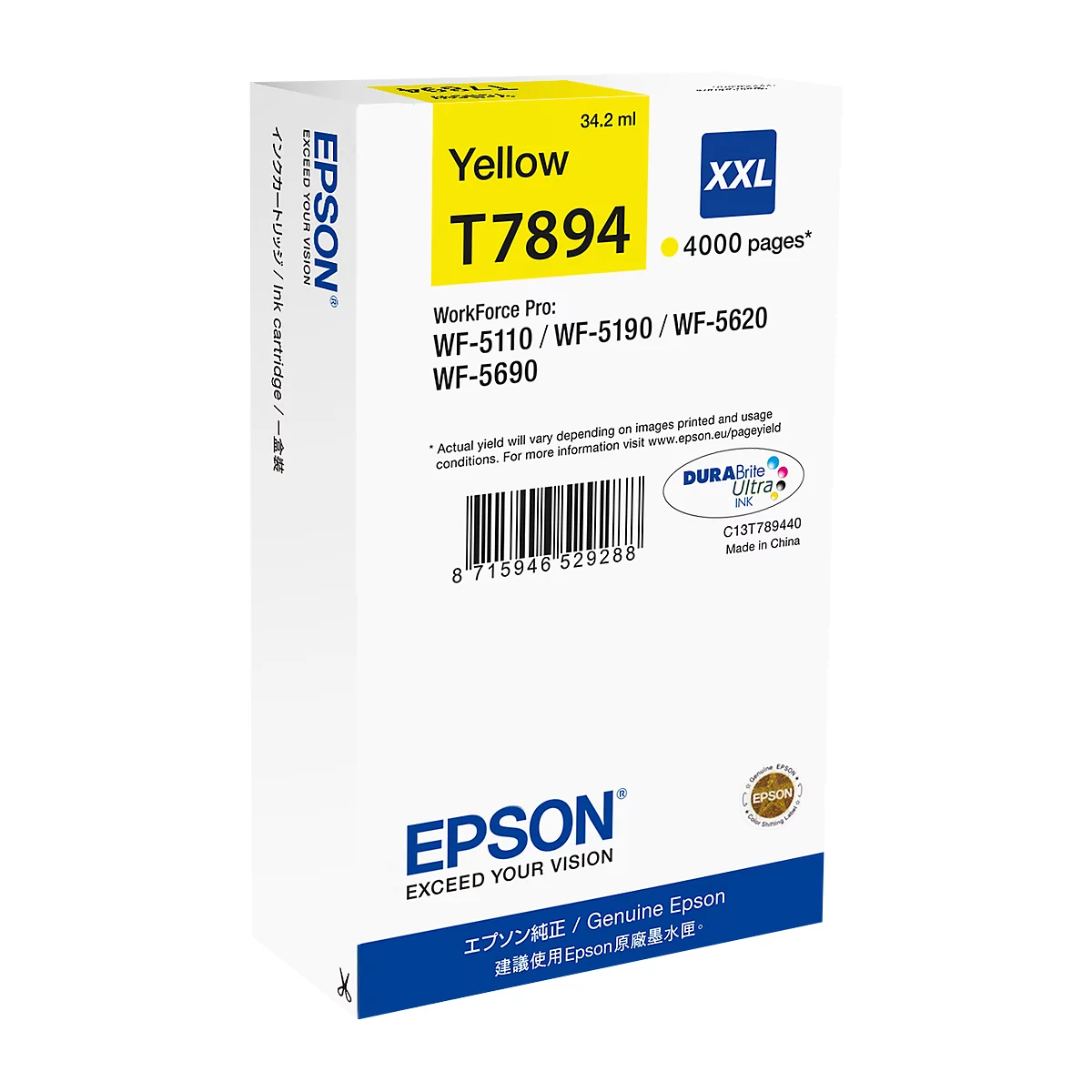 Original Epson Tintenpatrone T7894, Einzelpack, gelb