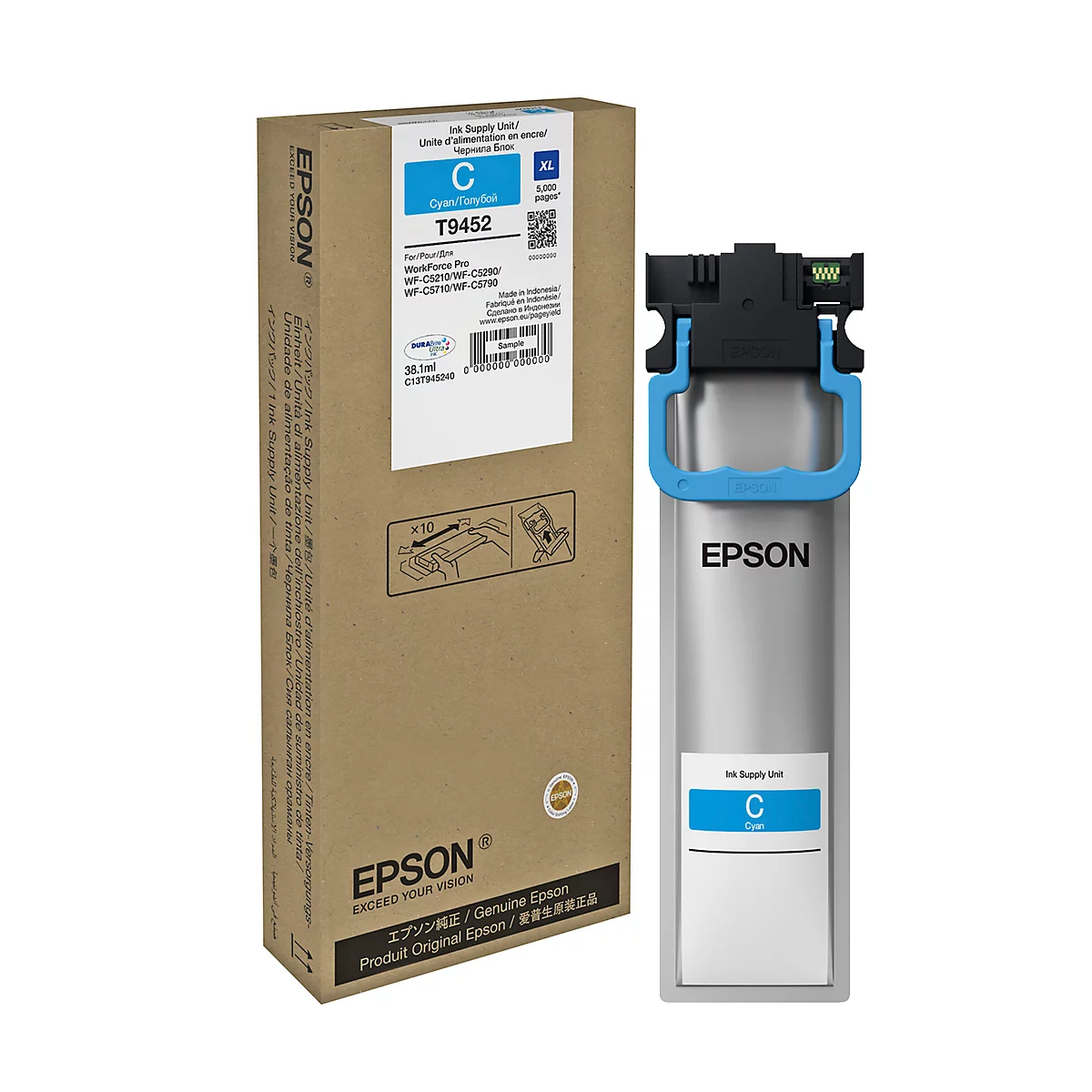 Original Epson Tintenpatrone T9452, Einzelpack, cyan