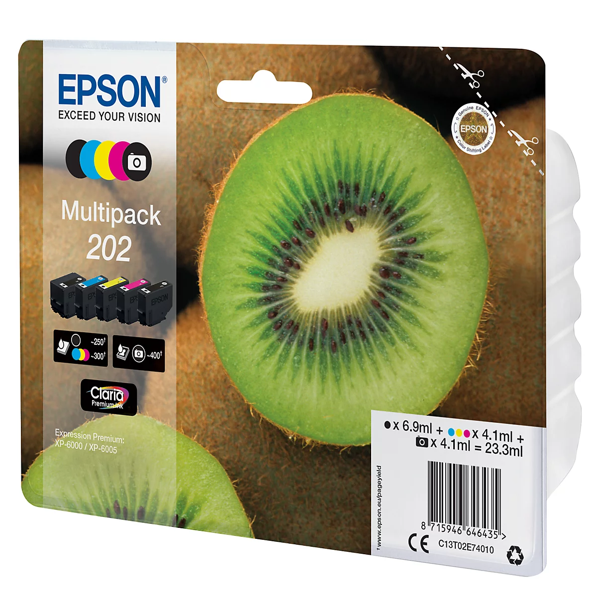 Original Epson Tintenpatronen 202 CMYK, Mixpack, cyan, magenta, gelb, schwarz