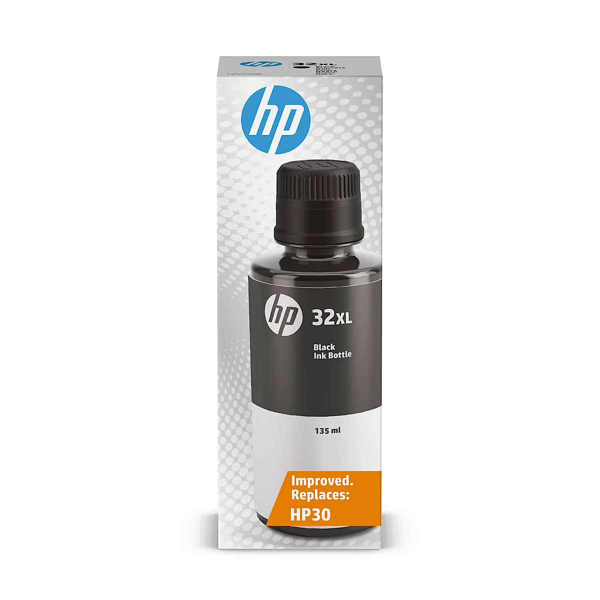 HP 32XL black ink bottle with black cap, in original packaging, 135ml. Replaces HP30.