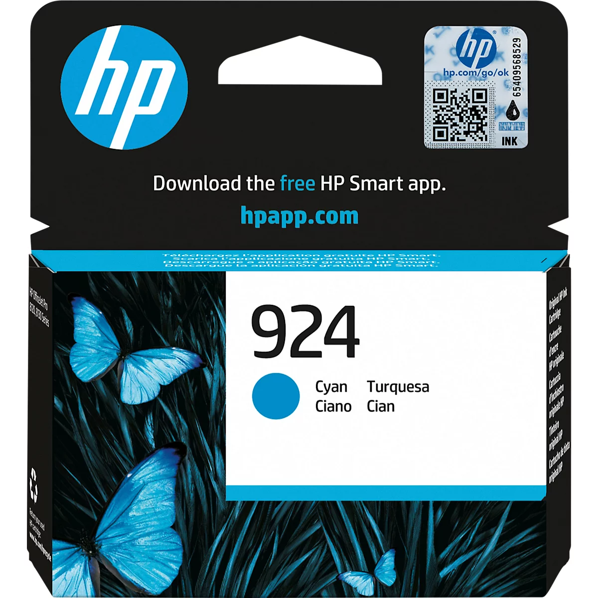 Original HP Tintenpatrone 924 (4K0U3NE), bis zu 400 Seiten, Einzelpack, cyan