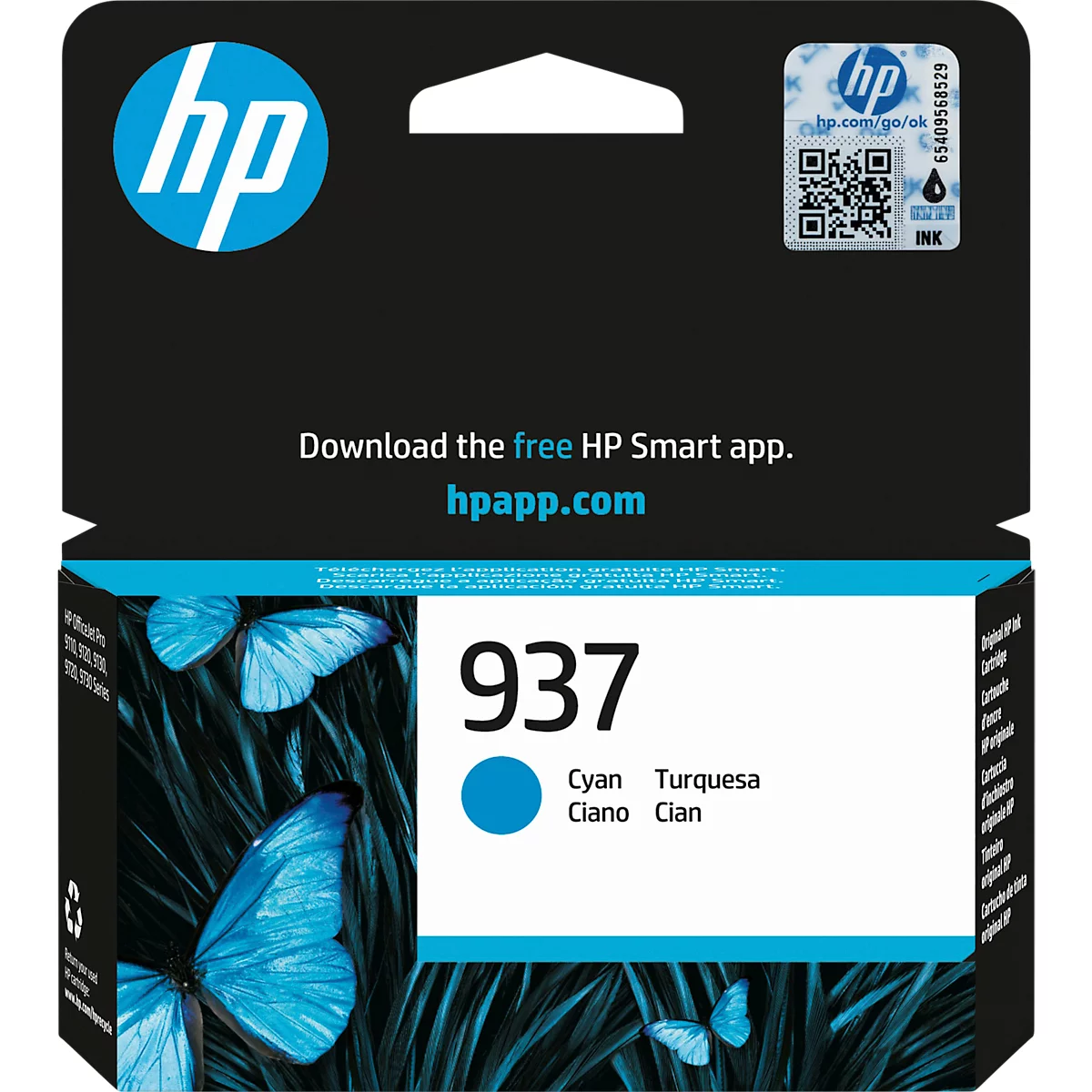 Original HP Tintenpatrone 937 (4S6W2NE), bis zu 800 Seiten, Einzelpack, cyan