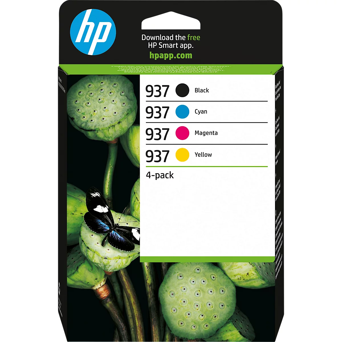 Original HP Tintenpatrone 937 (6C400NE), bis zu 1450 Seiten bzw. 800 Seiten, Multipack, CMYK