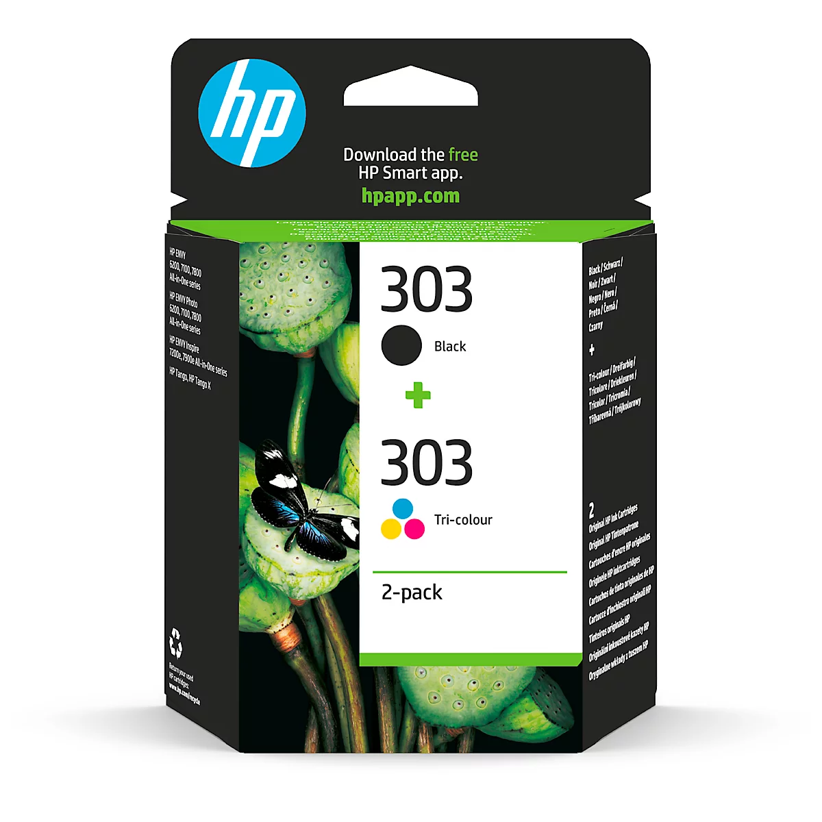 Original HP Tintenpatronen 303 CMYK, Mixpack, schwarz, cyan, magenta, gelb