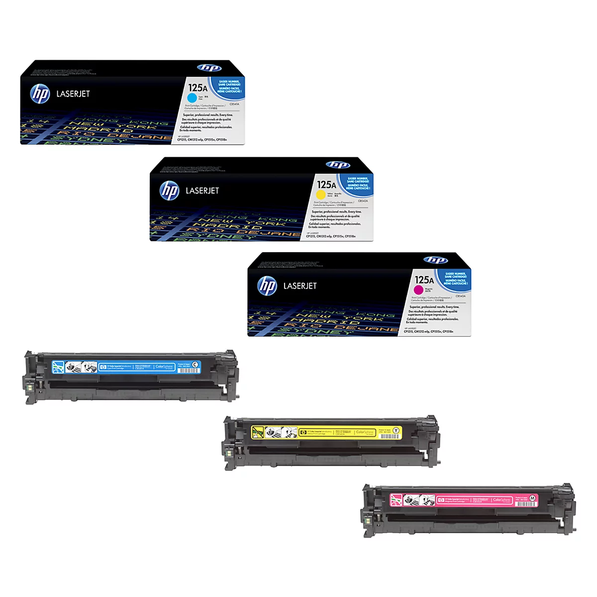 Original HP Toner 125A CMY, Multipack, cyan, magenta, gelb