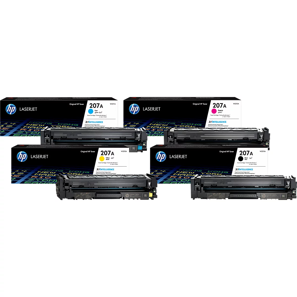 Original HP Toner 207A CMYK, Mixpack, noir, cyan, magenta, jaune