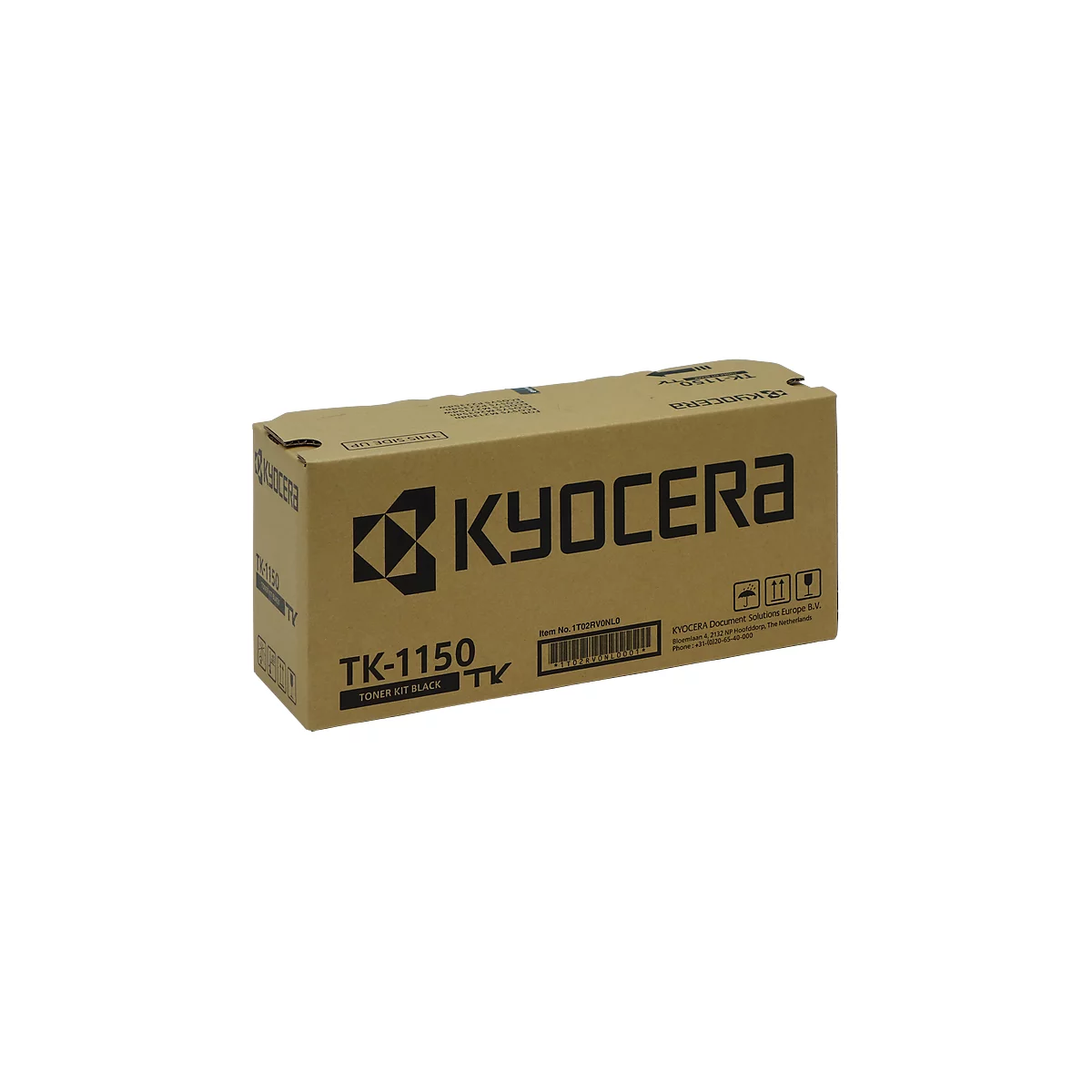 Brown box with Kyocera logo and the inscription TK-1150. Toner kit black.