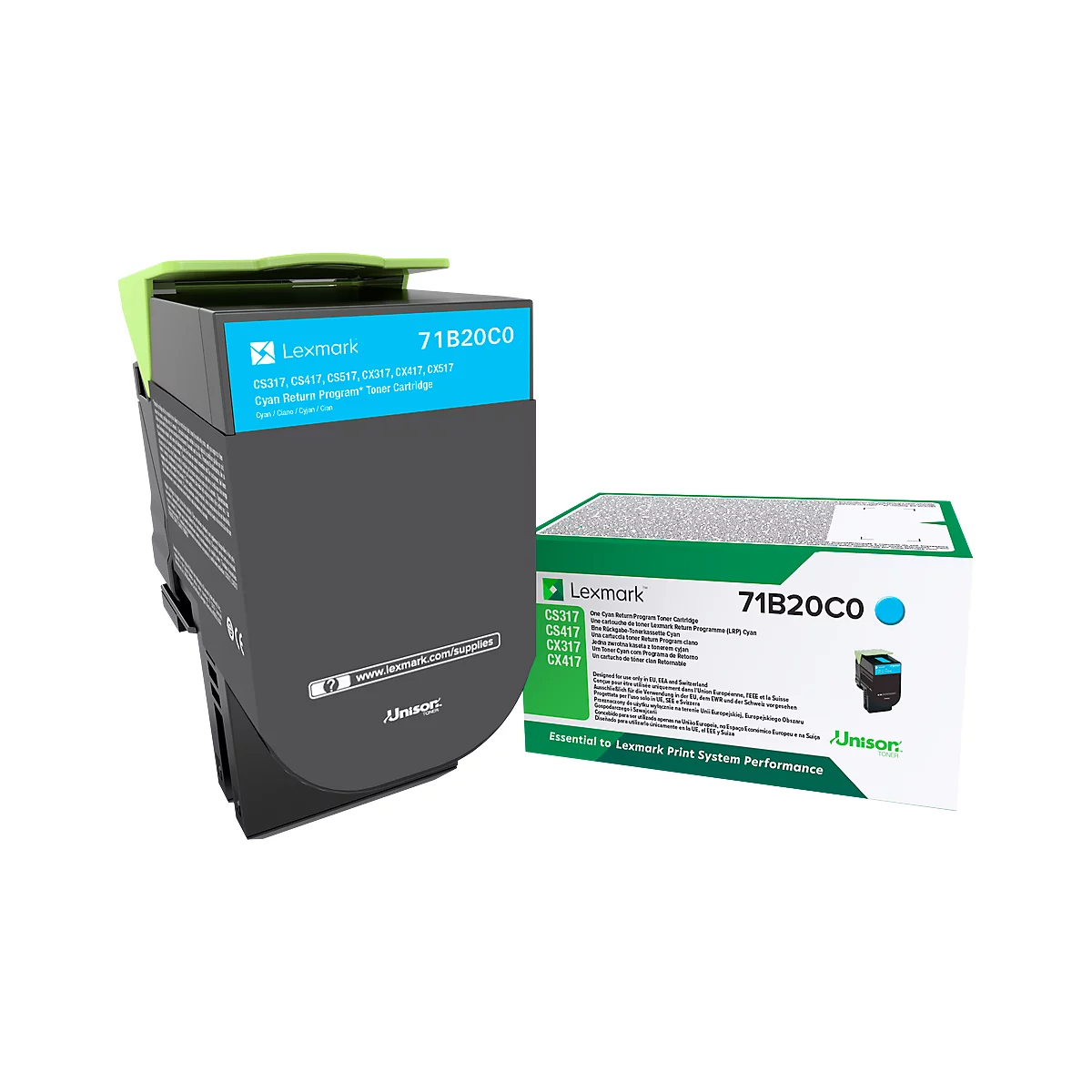 Original Lexmark Toner 71B20, Einzelpack, cyan