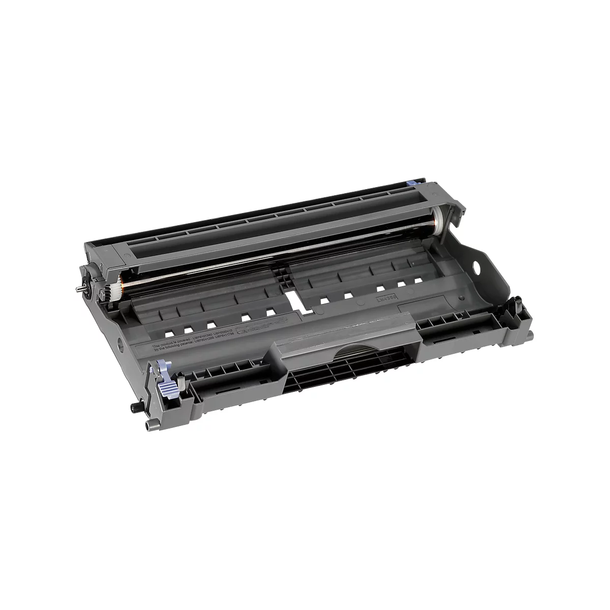 Detailed view of a gray printer drum unit.