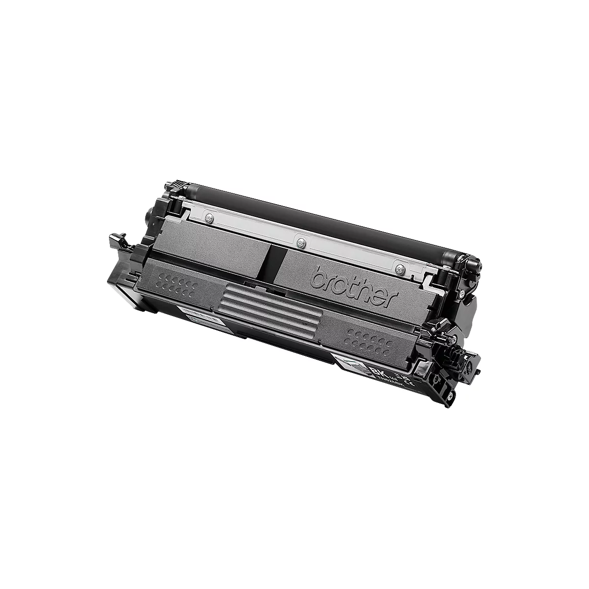 Zwarte Brother tonercartridge tegen een witte achtergrond.