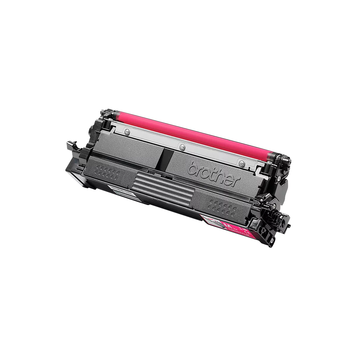 Magenta Brother tonercartridge tegen een witte achtergrond.