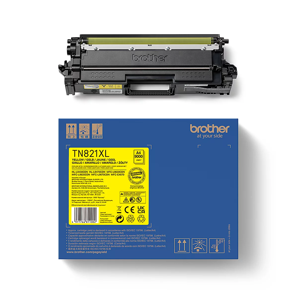 Originele Brother-toner TN-821XLY, enkele verpakking, geel