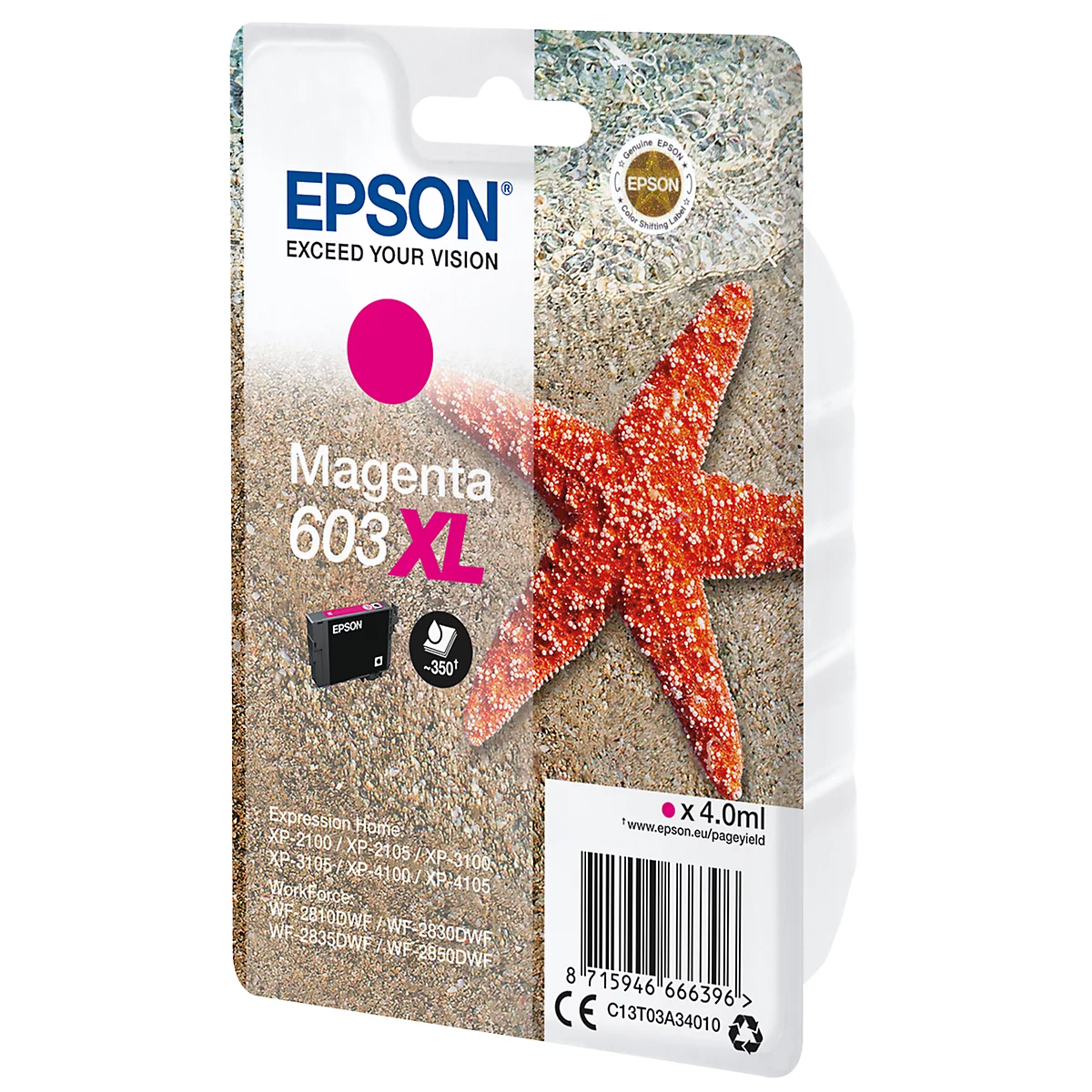 Originele Epson inktcartridge 603XL, enkele verpakking, magenta