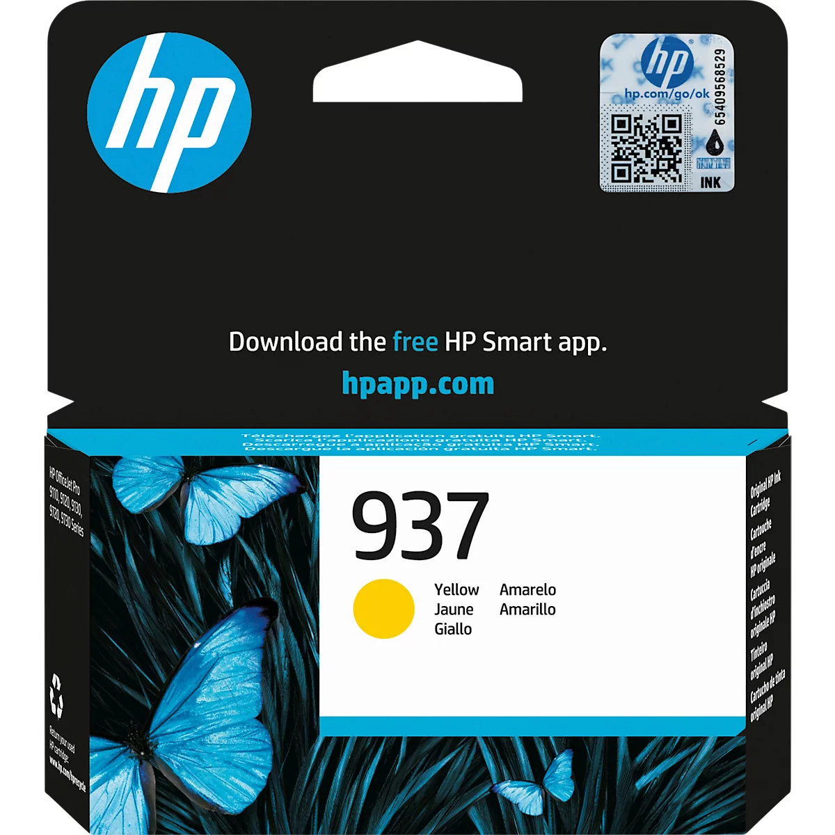 Originele HP inktcartridge 937 (4S6W4NE), tot 800 pagina's, enkele verpakking, geel