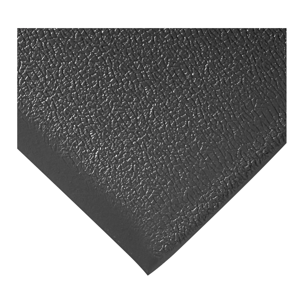 A gray, textured material, possibly a mat, at an angle against a white background.