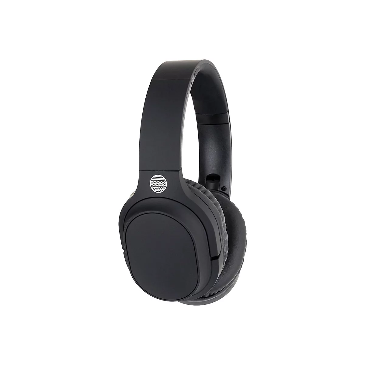 Schwarzer Kopfhörer, perspektivisch abgebildet. Auf den Ohrmuscheln ist ein Wellen-Logo abgebildet.