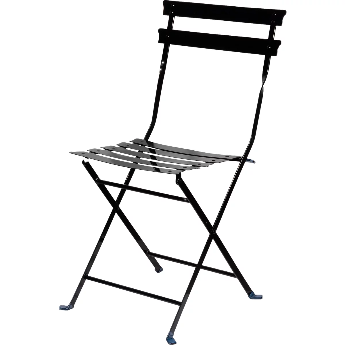 Outdoor-Klappstuhl meet® by Paperflow EDEN, ohne Armlehnen, UV-behandelt, B 380 x T 335 x H 440 mm, Stahl verzinkt, schwarz-schwarz, 2 Stück