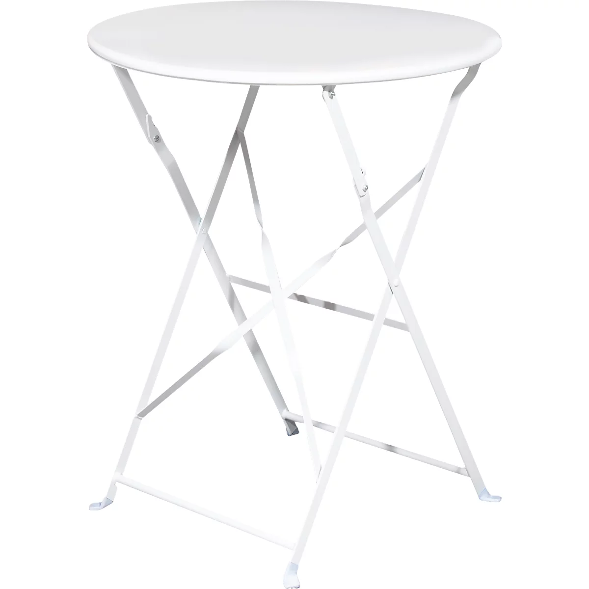 Outdoor-Klapptisch meet® by Paperflow EDEN, rund, Ø 600 x H 730 mm, Stahl verzinkt, weiss-weiss