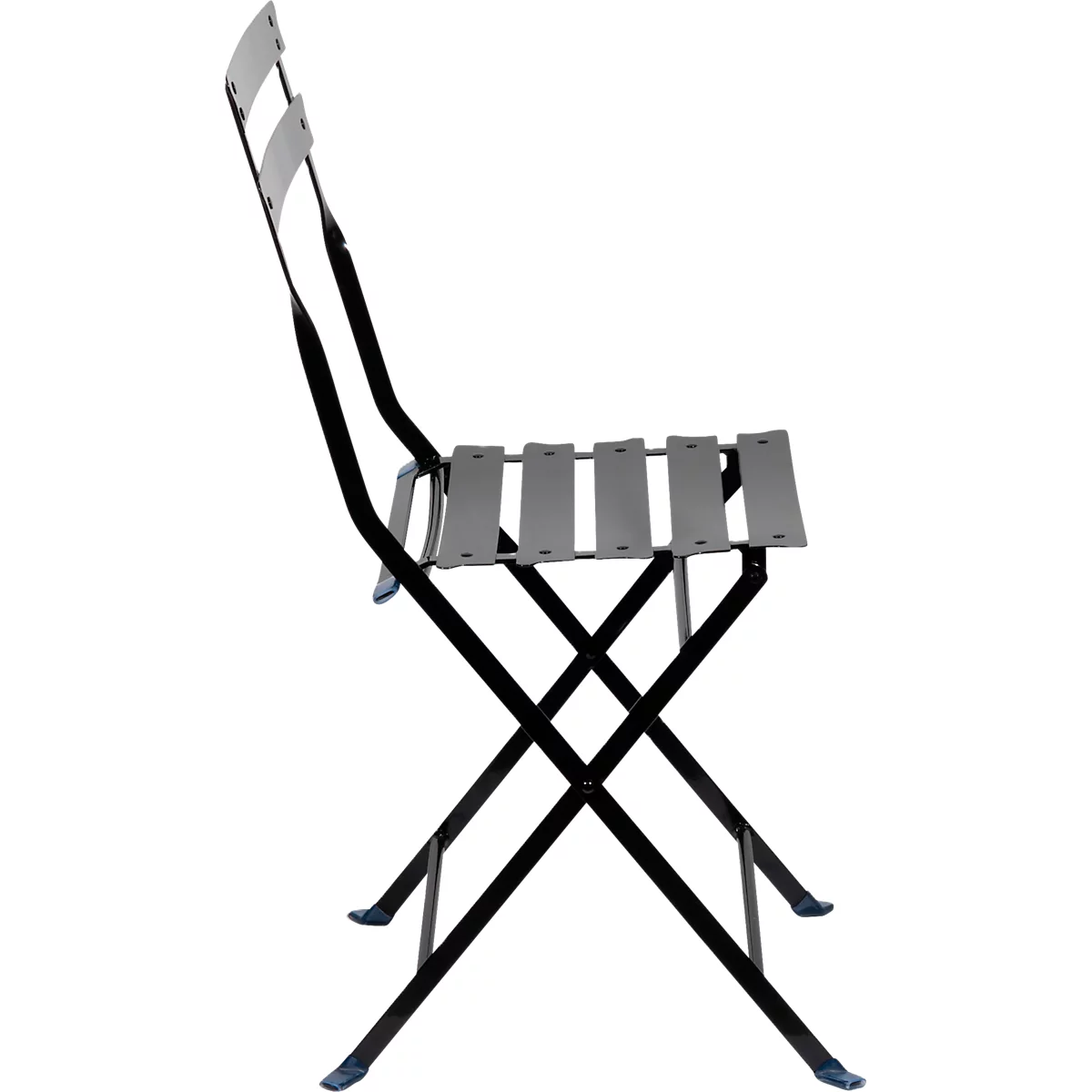 Outdoor klapstoel meet® van Paperflow EDEN, zonder armleuningen, UV-behandeld, B 380 x D 335 x H 440 mm, gegalvaniseerd staal, zwart-zwart, 2 stuks