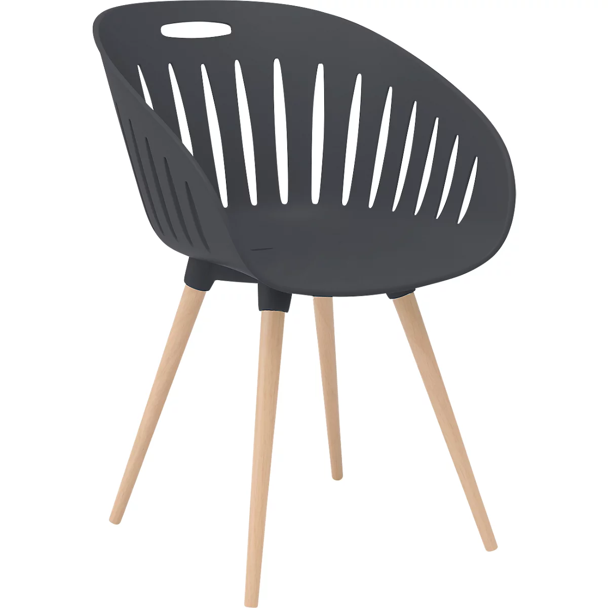 Outdoor-Stuhl Topstar T2023, 2 Stück, ergonomische Kunststoffschale, Füsse ein- und ausdrehbar, anthrazit