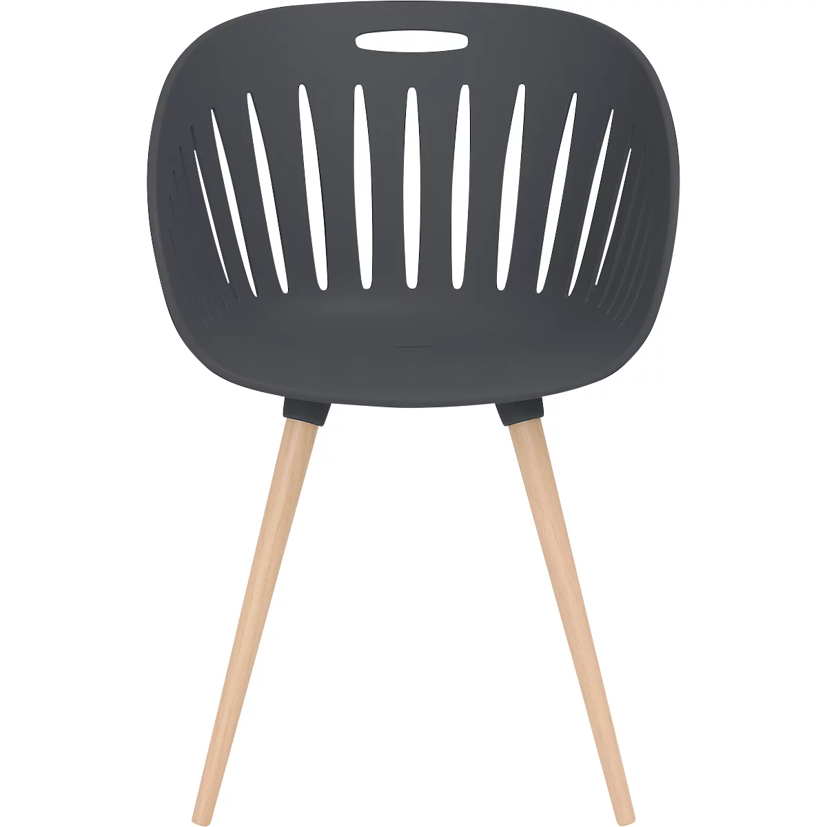 Outdoor-Stuhl Topstar T2023, 2 Stück, ergonomische Kunststoffschale, Füsse ein- und ausdrehbar, anthrazit
