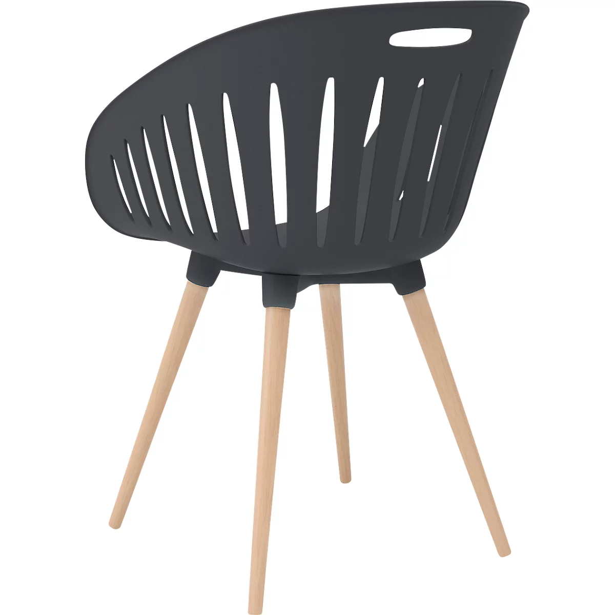 Outdoor-Stuhl Topstar T2023, 2 Stück, ergonomische Kunststoffschale, Füsse ein- und ausdrehbar, anthrazit