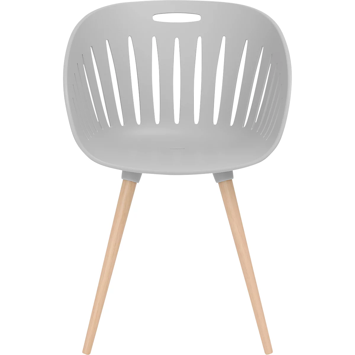 Outdoor-Stuhl Topstar T2023, 2 Stück, ergonomische Kunststoffschale, Füsse ein- und ausdrehbar, hellgrau