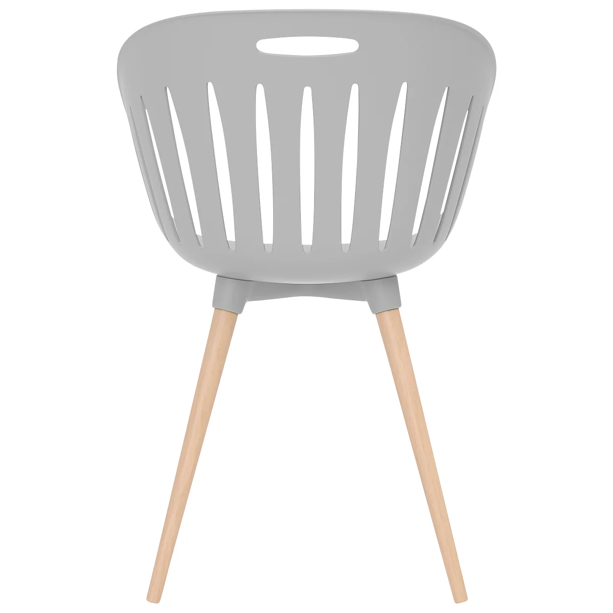 Outdoor-Stuhl Topstar T2023, 2 Stück, ergonomische Kunststoffschale, Füsse ein- und ausdrehbar, hellgrau