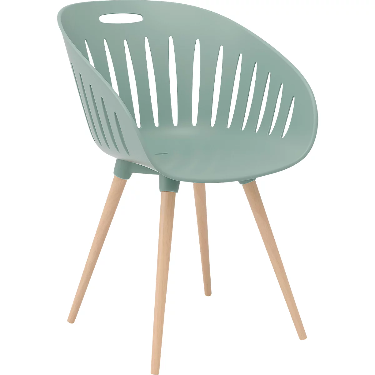 Outdoor-Stuhl Topstar T2023, 2 Stück, ergonomische Kunststoffschale, Füsse ein- und ausdrehbar, olive